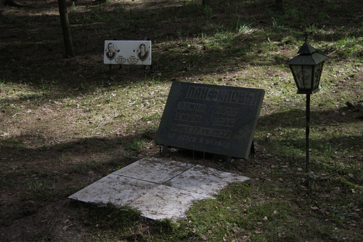 Символическое надгробие Д. И. и Е. М. Панфиловых. Фото 18.05.2017