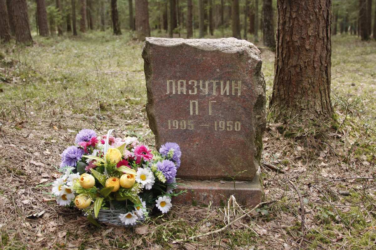 Символическое надгробие П. Г. Лазутина. Фото 18.05.2017