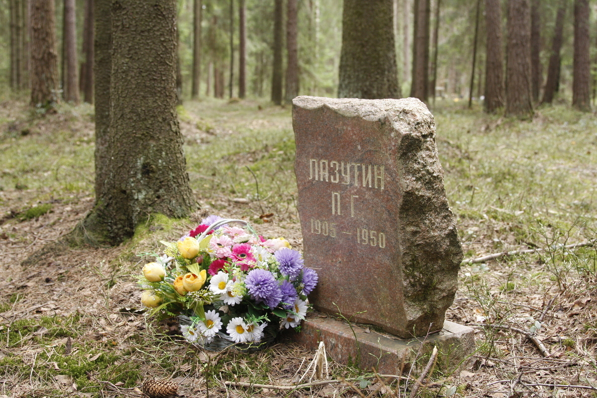 Символическое надгробие П. Г. Лазутина. Фото 18.05.2017